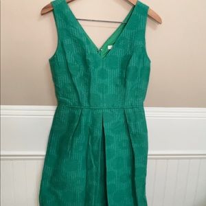 J. Crew Factory Green Jacquard Sleeveless V-Neck A-Line - 0